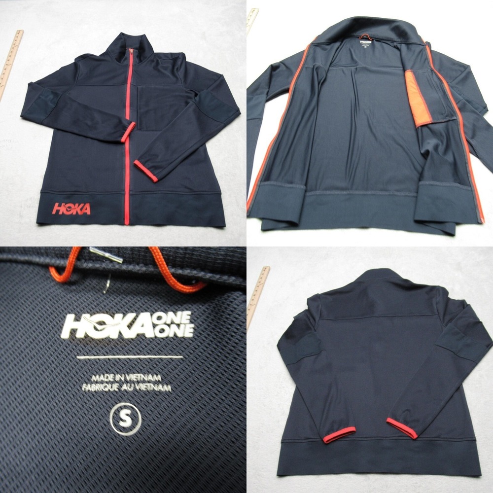 Hoka Rincon Jacket Men Small Blue Pocket Ribbed Full Zip Athletic Running Track